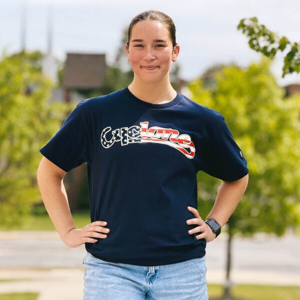Champion® Patriotic Cyclones Script Navy T-Shirt